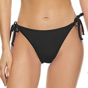 JUMESG Bikini Bottoms for Women String Bathing Suit Bottom with Moderate Coverage Low Waist Swim Bottom (Black,XL)